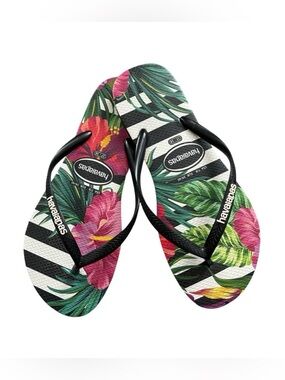 Havaianas Tropical Stripe Flip Flops Size 7/8 NWOT